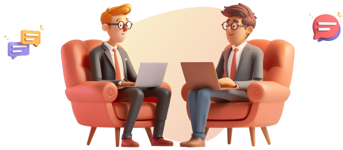 Two people chatting illustration