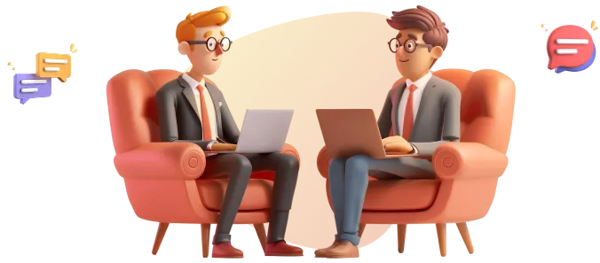 Two people chatting illustration