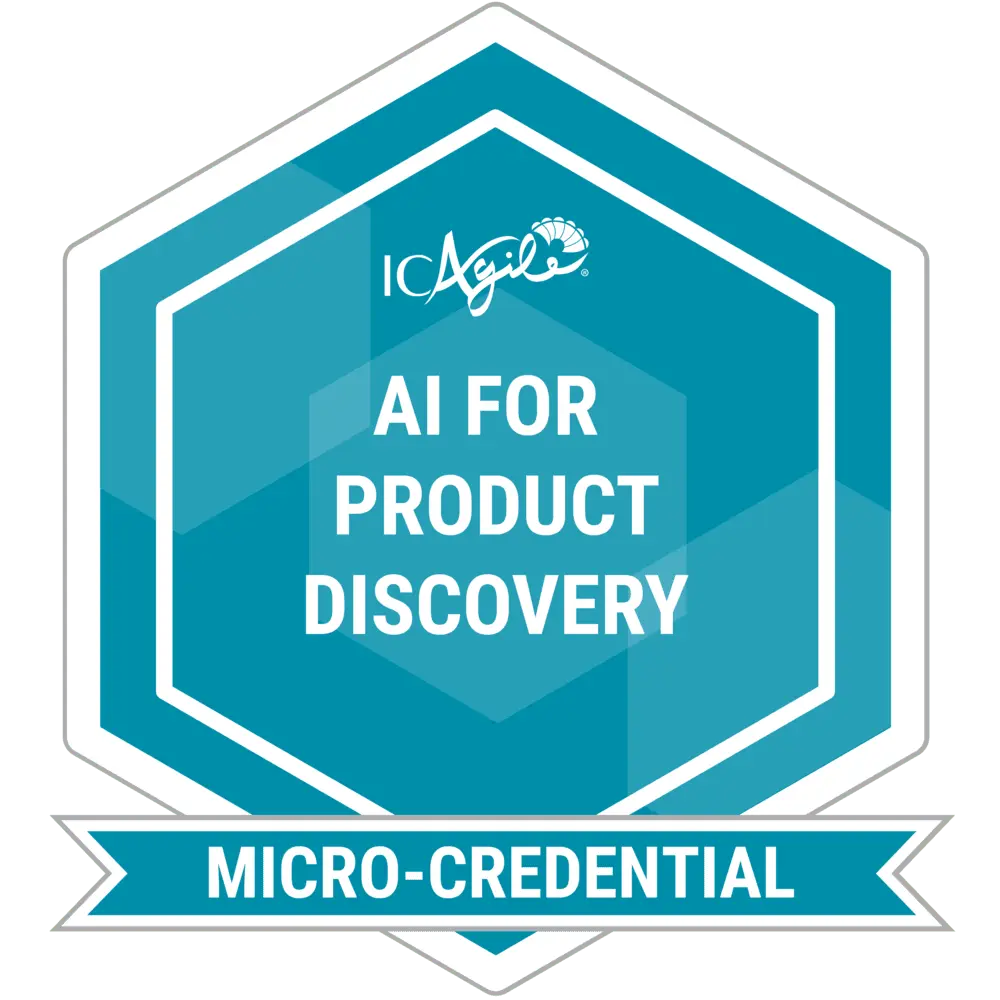 ICAgile AI For AI for Product Discovery Micro Credential Accreditation Logo 2