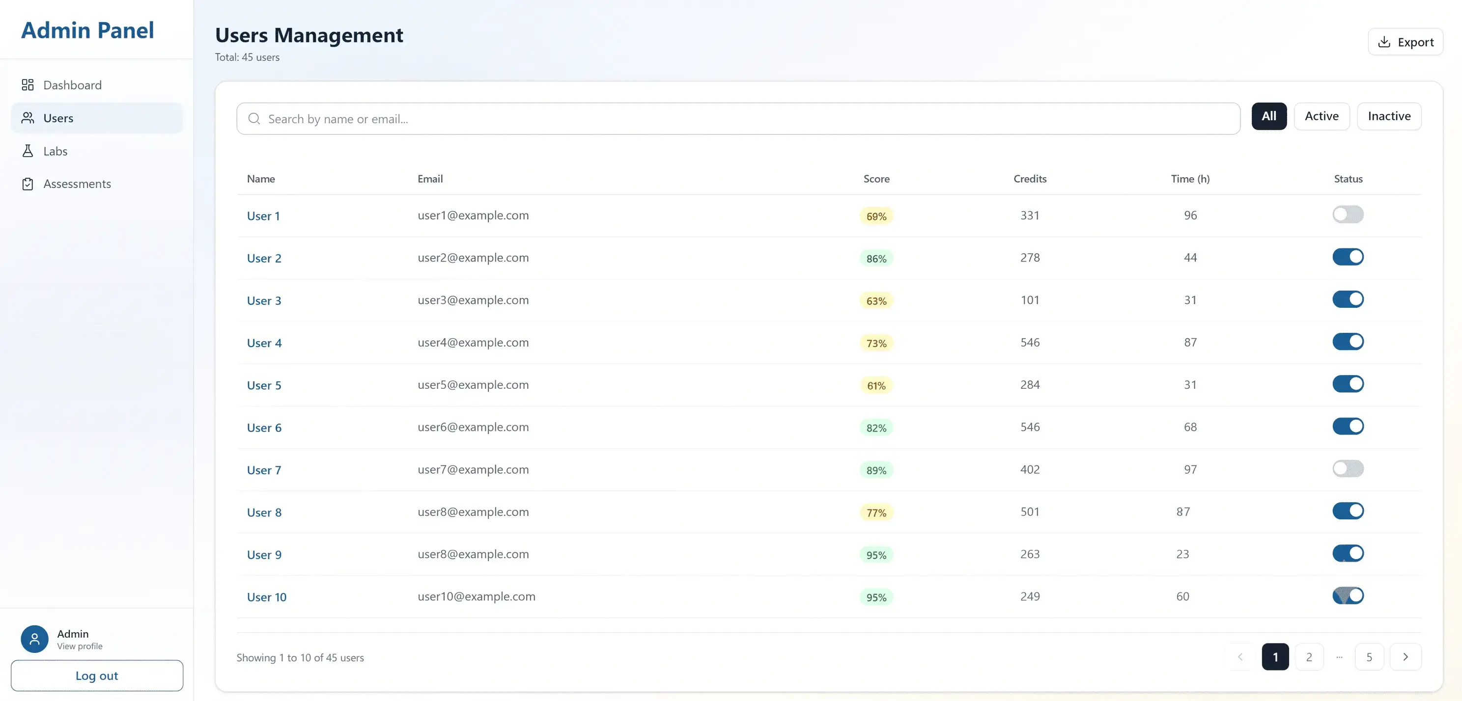 Administration and Analytics interface preview