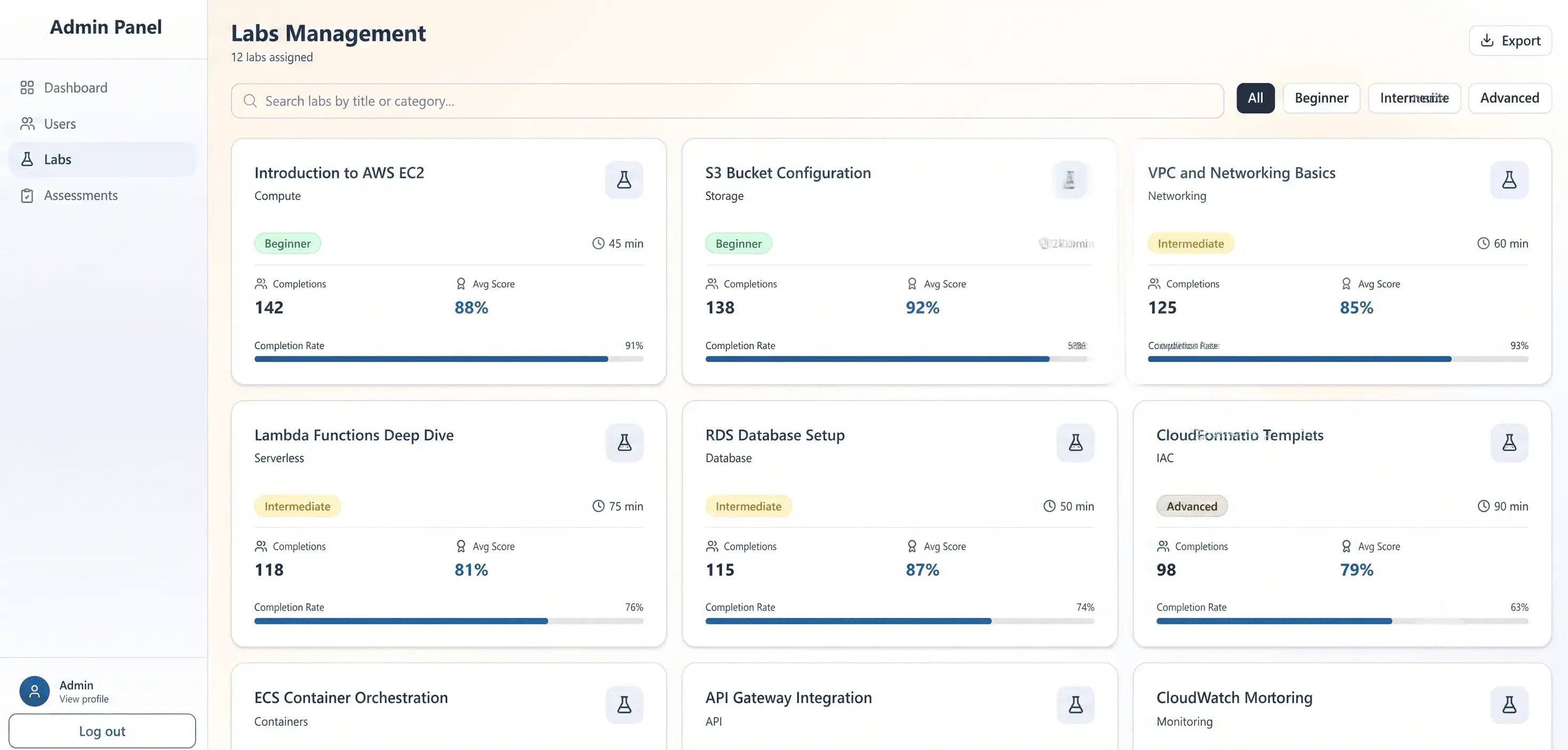 Administration and Analytics interface preview