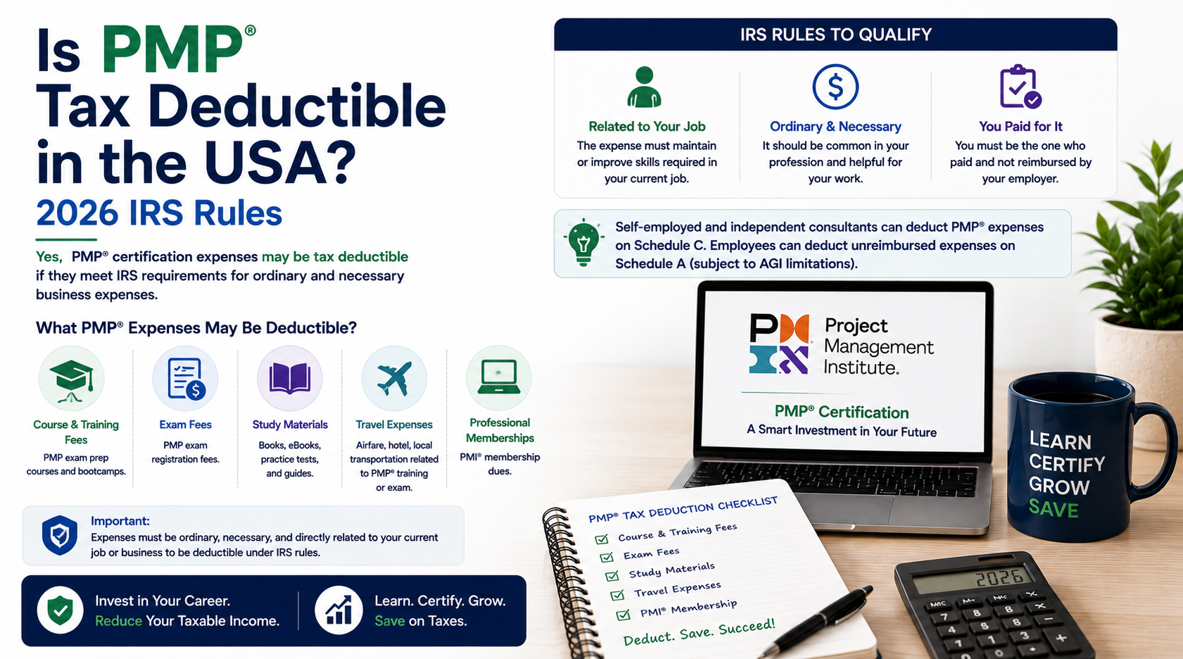 Is PMP Tax Deductible in the USA? 2026 IRS Rules