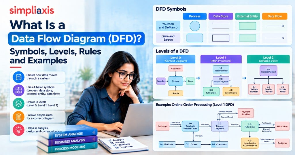 What Is a Data Flow Diagram (DFD)? Symbols, Levels, Rules and Examples
