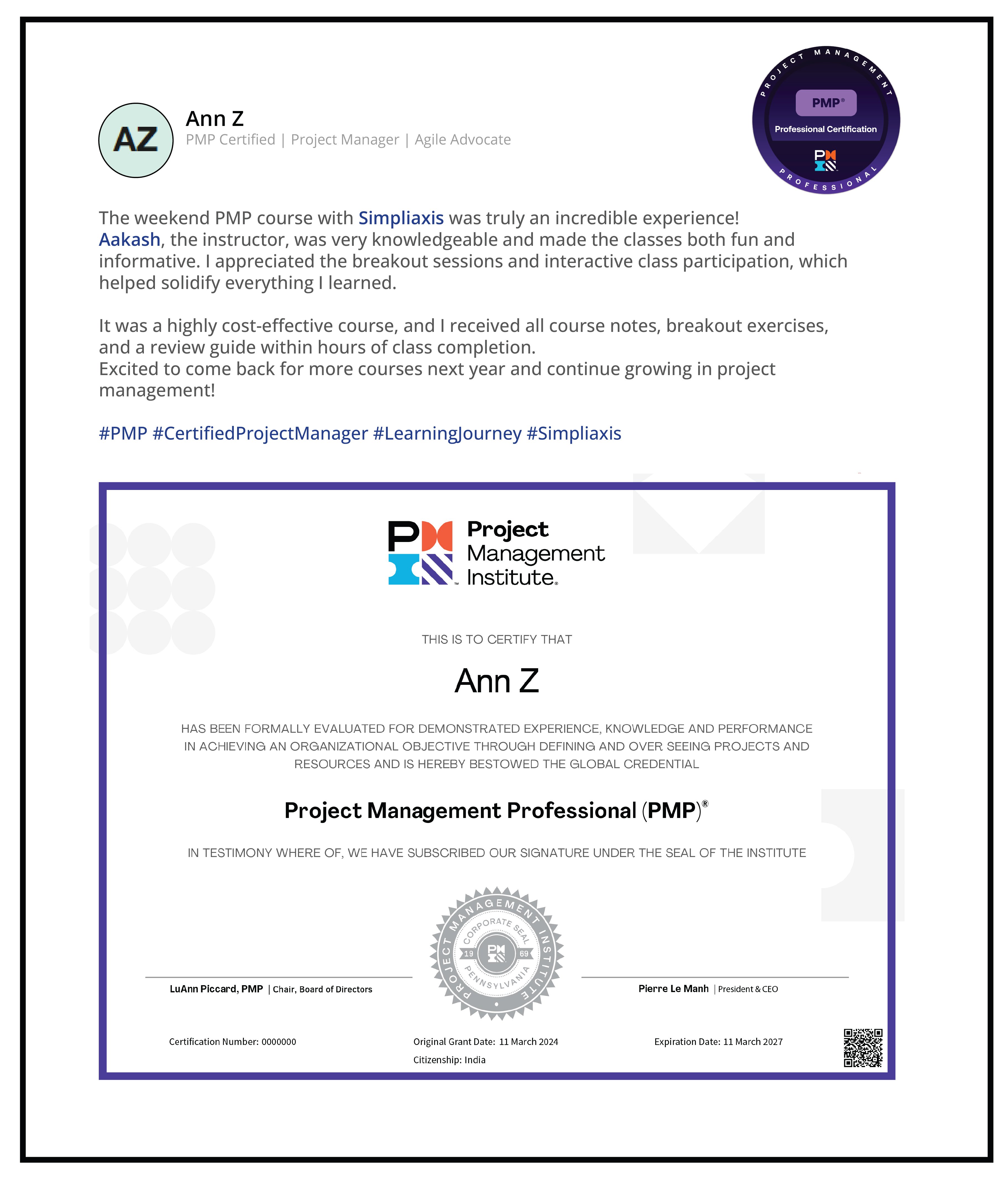 PMP Certificate