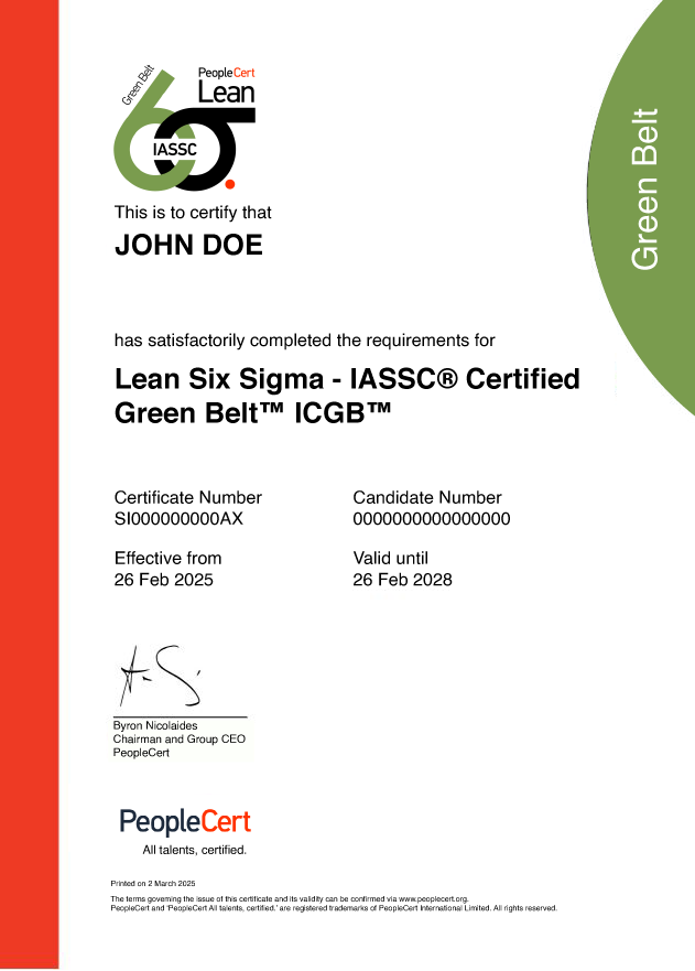 Sample SSGB certificate