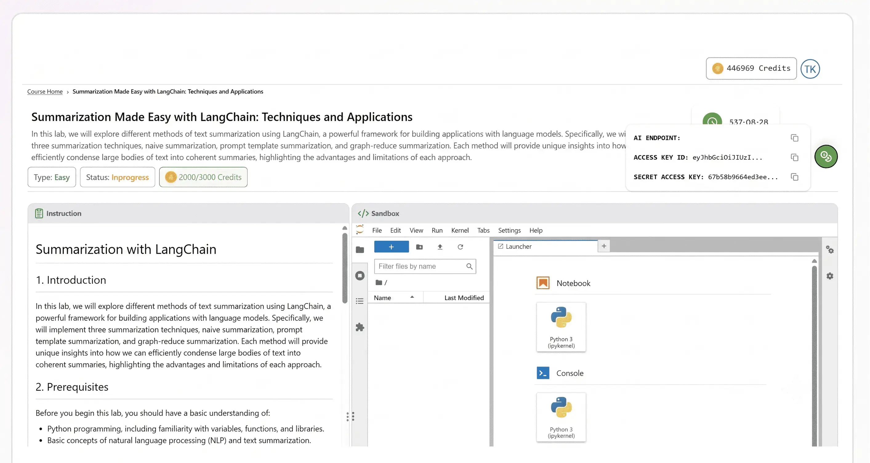 Learner Labs interface preview