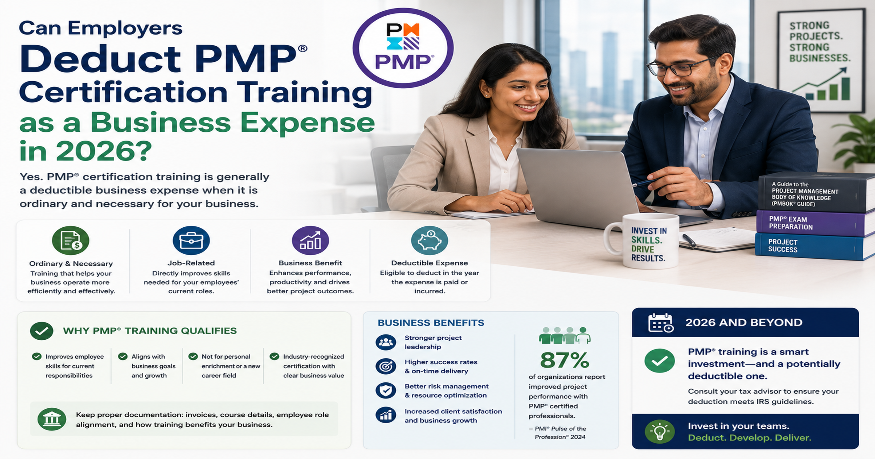 can employers deduct PMP certification training as a business expense