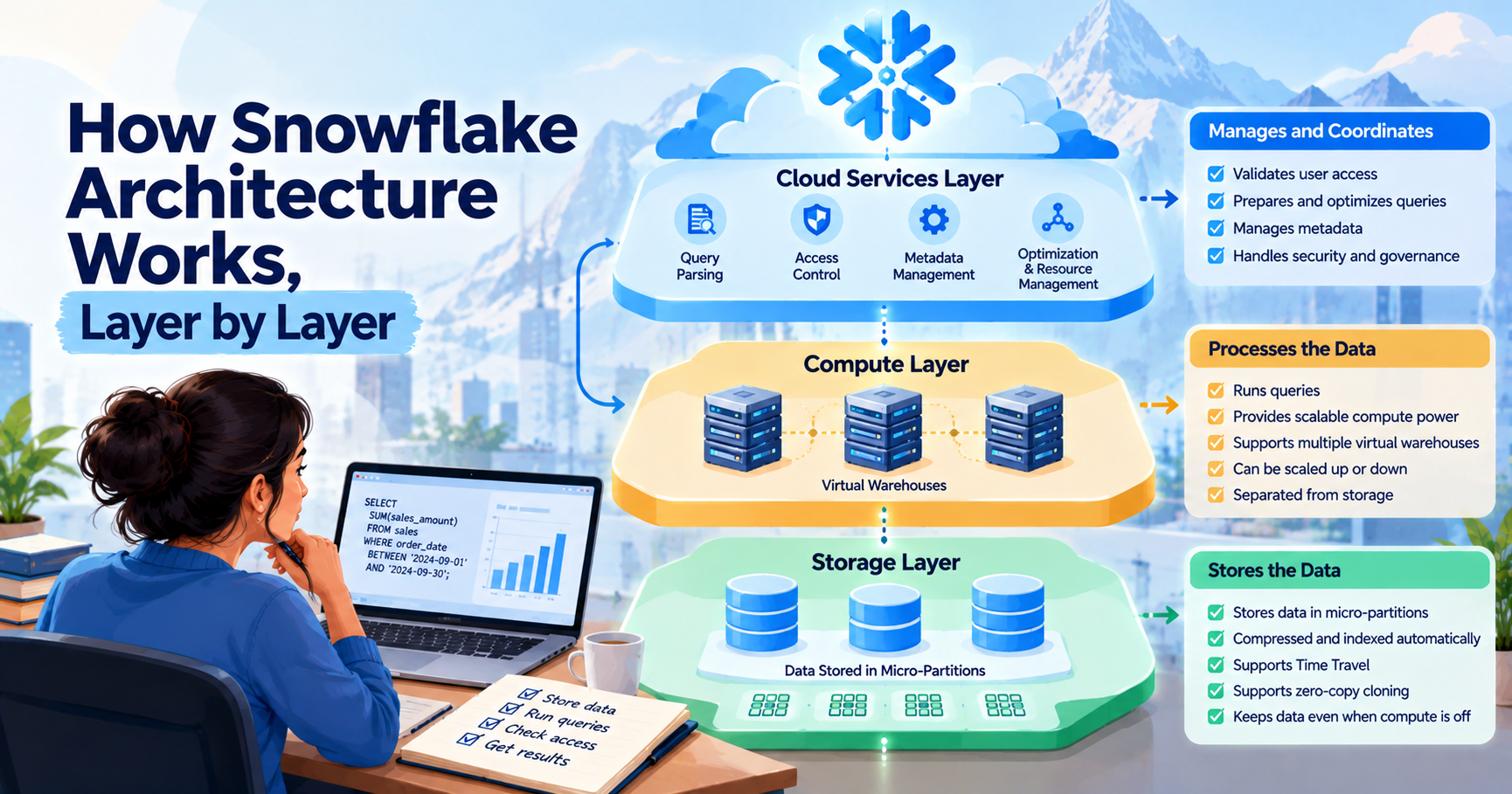 How Snowflake Architecture Works, Layer by Layer